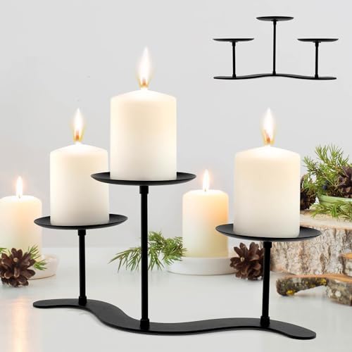 Iron Candle Holder Fireplace: 3 Arms Metal Candelabra Centerpiece Decor - Candle Holder Stand for Candelabra Pillar Candles - color: S-3 Candles