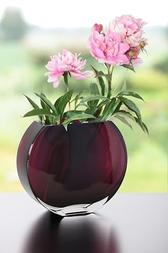 Glass - Vase - Amethyst - Round - 9.25" Long - Heavy Durable - Made in Europe - by Barski