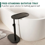 Yumkfoi Bamboo Bathtub Tray Table with Adjustable Height, Freestanding Bathtub Caddy for Tub Against Wall, Tub Organizer Suitable for Luxury Spa and House Warming - Patent Protected (Black) - color: Black