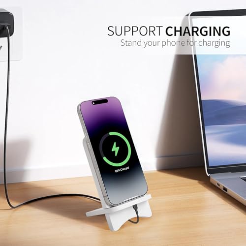 Cell Phone Stands, Desktop Stand, Luxury Nature Wood Simple Phone Stand, Compatible with iPhone & All Cell Phones, Ultra-Stable, Portable & Non-Slip Design, 2 Pieces, White - color: White