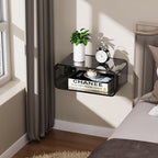 Acrylic Floating Nightstand, Bedside Table, Nightstand Shelf Wall Mounted Bedside Shelf (Black, Small) - color: Black
