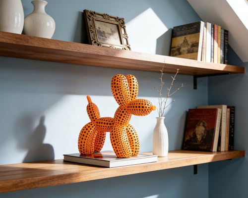Balloon Dog Statue Decor Polka Dot Dog Cool Stuff to Put on Shelves, Orange Balloon Dog Statue Decoration Fun Paperweight, 5 inch Versatile Color Options - color: Orange