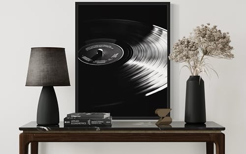 Vinyl Record Art Music Poster - Musical Instrumental Wall Art Print - Black and White - Photography Musical Art - Bedroom or Office Living Room Decor 137 (Vinyl Record, 11 x 14 inches, Unframed) - color: Vinyl Record, size: 14"L x 11"W