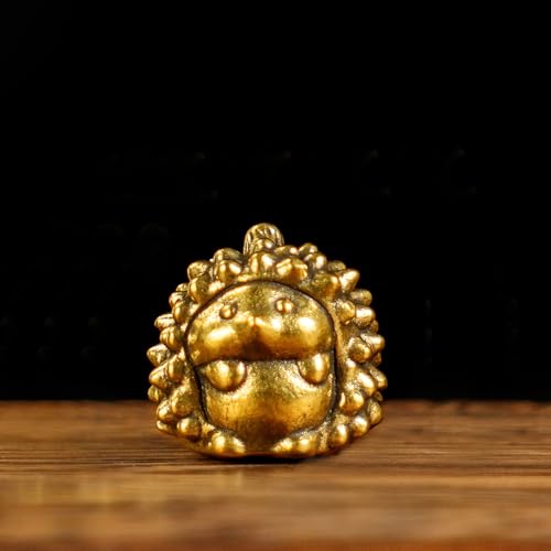 Retro Handcrafted Quirky Hedgehog Ornament - 100% Solid Brass Durian Hedgehog Sculpture | Vintage Style Collectible Art Piece for Home & Office | Unique Gift for Animal Lovers & Food Enthusiasts - style: Durian Hedgehog