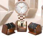 Oirlv Solid Wood Single Watch Display Stand Black Premium Leather Watch Holder for Men and Women - color: Black