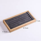 Coward Bamboo Ring Earrings Display Holder Jewelry Storage Tray Organizer (gray) - color: Gray Velvet