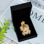 Artistone 2" Gemstone Sea Turtle Figurine, Hand Carved Natural Crystal Healing Animal Hawksbill Sculpture Paperweight Home Office Decor (Crazy Lace Agate) - color: Crazy Lace Agate