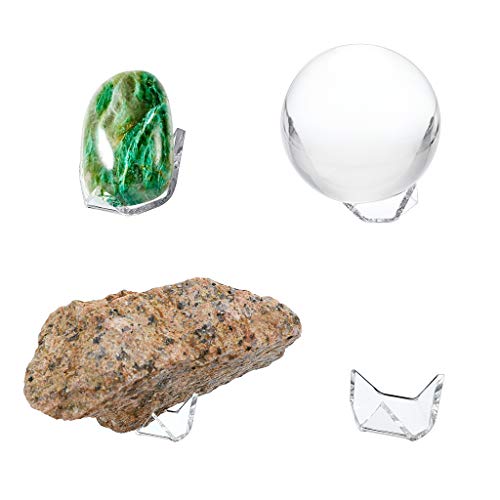 Hipiwe 5 Packs Acrylic Triangle Display Holder - Display Easel Stands for Geodes Rock Mineral Agate Fossil Coral, Clear Plastic Display Stands for Small Collectibles, Small - size: Small