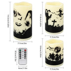 12-Pack Halloween Ink Painting Large Electronic Waxes with Remote Control, Flameless LED Candles for Halloween Spooky, Halloween Ambient Sense Artifacts. - color: 12Pack-halloween