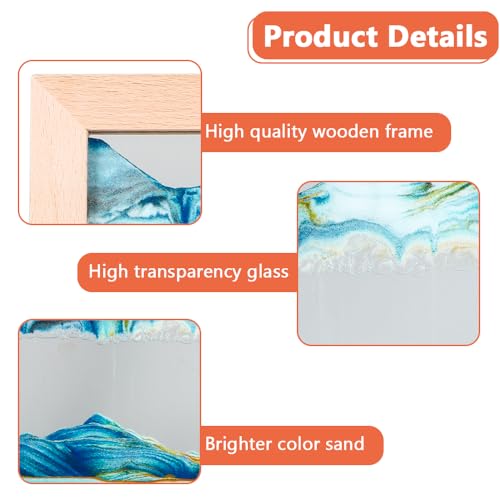 Bochino Moving Sand Art Picture Dynamic Sand Picture 3D Sand Art Frame Sandscape Moving Sand Picture for Home & Office Décor - color: Sky Blue