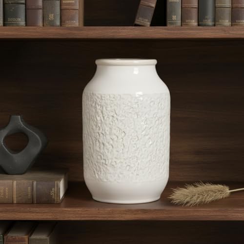 White Ceramic Vase, Minimalist White Vases for Flowers, Modern Decorative Vase for Home Decor, Centerpiece Wedding Dining Living Room Kitchen Decor 9 inch - color: Modern White