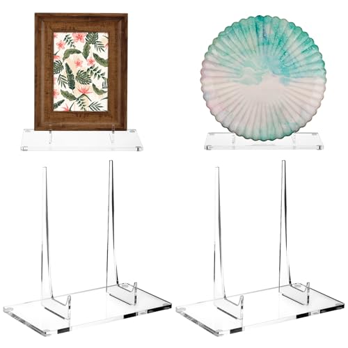 RattanView 2 Pcs Acrylic Book Stand, Clear Easel Stand for Display, Acrylic Plate Picture Frame Display Holder for Picture Book Decorative Plate Platter Photo(6 x 4 x 5.5 Inch) - size: 6 x 4 x 5.5 Inch