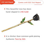 AliveRose Gold Dipped 24K Rose, 24K Gold Rose Made from Real Rose - Unique Design Gold Plated for Anniversary Valentines Mothers Day Birthday Gifts (Black Original with Crystal Vase) - color: 9. Black Original Rose With Crystal Vase