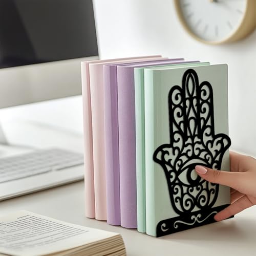 Peacoblue Metal Bookends for Shelves, Modern Decorative Heavy Duty Study Book Support Stoppers for Office, Desk, Shelf, Room 5.3"x4.3"x7.9" Cast Iron Simple Tall Bookends, 1 Pair (Eye of The Devil) - style: Eye of The Devil