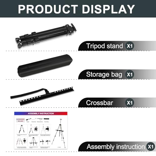 AROIC 17-66 Inch Art Easel Stand, Sturdy Aluminum Tripod for Table Top & Floor Painting - Portable Adjustable Display Easel for Canvases with 1 Storage Bag | Studio, Hobby & Professional Artist Easels - style: 1P