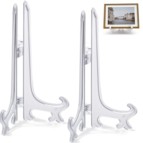 9 Inch Clear Acrylic Display Stand 2pcs Plate Holder Easel for Serving Trays Art Displays Table Numbers Restaurant Menu Holders Kitchen Decor Foldable - color: Clear, size: 9inch