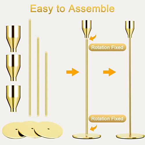 Gold Candlestick Holder Set of 24 for Taper Candles, Decorative Candle Holders Bulk Candle Stick Holders Taper Candle Holders for Table Centerpiece Wedding Dinning Party Anniversary Home Decor - color: Gold