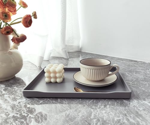 Gray Serving Tray (11.8 x 8.7 inch) for Serving Accessory, Spa, Coffee, Drinks, Wine, Tea, Bar, Party, Seasoning, Perfume and Display Use. - color: Gray-1 Tray, size: 11.8" x 8.7" x 0.8"