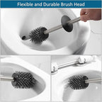 BVL Toilet Brush and Holder Set Brushed Nickel Toilet Bowl Cleaner Brush Freestanding for Bathroom - color: Brushed Nickel