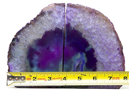 Agate Bookend with Rubber Bumpers Plus Includes Bonus Minerals (3.5-6 lb, Purple) - color: Purple, size: 3.5 - 6 lb