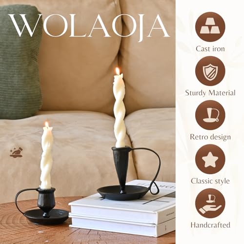 Set of 2 Vintage Candle Holders, Black Candle Sticks Holder Decor, Modern Decorative Tapered Candlestick Holders Centerpiece for Dining Table Centerpiece, Party Decor - color: Black