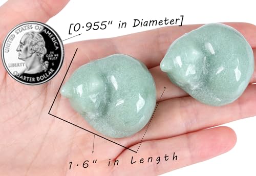 QINJIEJIE Green Aventurine Cat Crystals Decor Sleeping Cat Statue Healing Stone Decor Gifts Hand Carved Gemstones Figurine Office Room Home Desk Decorations Cute Gem Lucky Energy Gifts for Women Men - color: G-green-green Aventurine, size: 1.5 inches