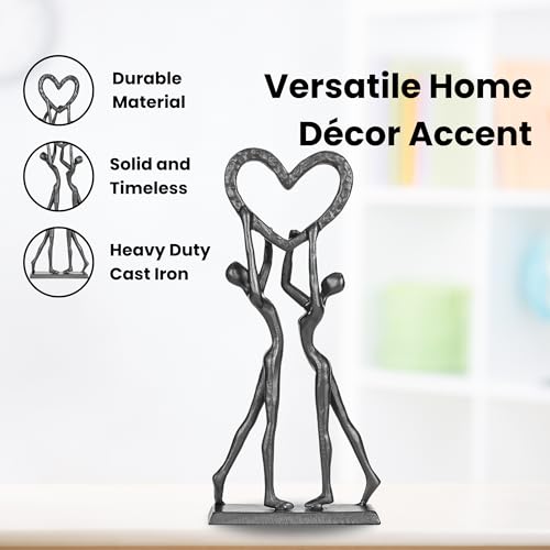 Statues for Home Decor - Modern Iron Sculpture Anniversary Hand Crafted Love Sculptures for Bedroom Living Room Romantic Figurines Marriage Gift for Couple Valentines - style: Holding love