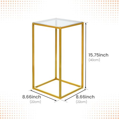YALLOVE 2 Pack 15.75 Inch Gold Wedding Flower Stand Metal Vase Column Stand Geometric Centerpiece Vase for Home Party Wedding Decorations, Rectangular Flower Display Rack - size: 15.75 Inch