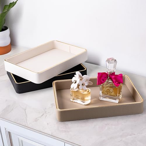 Leather Catchall Valet Tray for Men| Mens Valet Catch All Trays| Bedside Organizer for Nightstand| Cologne Tray for Men| Desk Trays Leather Tray Organizer (Black) - color: Black 1 Pack, size: 8" x 11" x 1.8"