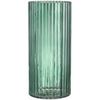 Green Glass Vase, Glass Flower Vase, Ribbed Glass Vase, Green Vase, Tall Cylinder Glass Vases for Centerpieces, Living Room, Bedroom, Dining Table, Office, Wedding, Bookshelf, 10 Inches - color: Green, size: 10''