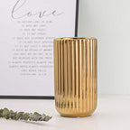 LIONWEI LIONWELI 8.6 inch Gold Ceramic Round Geometric Flower Vase - Ideal Gifts for Friends and Family, Wedding, Bridal Shower, Christmas - color: Gold, size: 8.6 inch