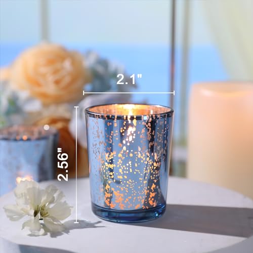 LETINE Blue Votive Candle Holders Set of 36 -Mercury Glass Candle Holders for Wedding & Baby Shower Decor - Ideal for Bridal Shower & Centerpieces for Tables - color: Navy Blue