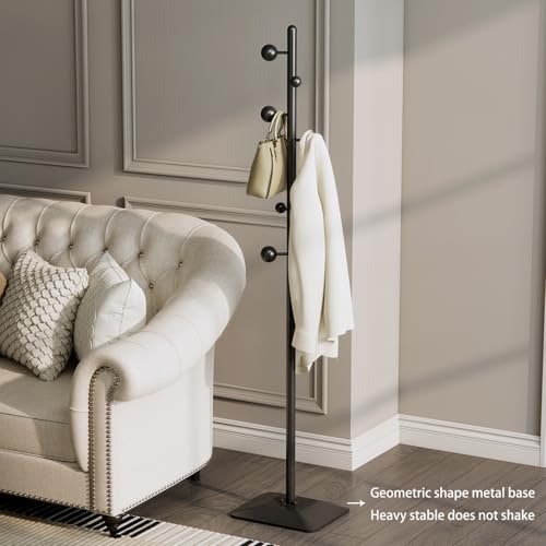 Coat rack freestanding,Coat tree freestanding heavy duty with 7 ball hooks,Coat hanger stand with metal base for entryway hallway bedroom - style: Ball hook