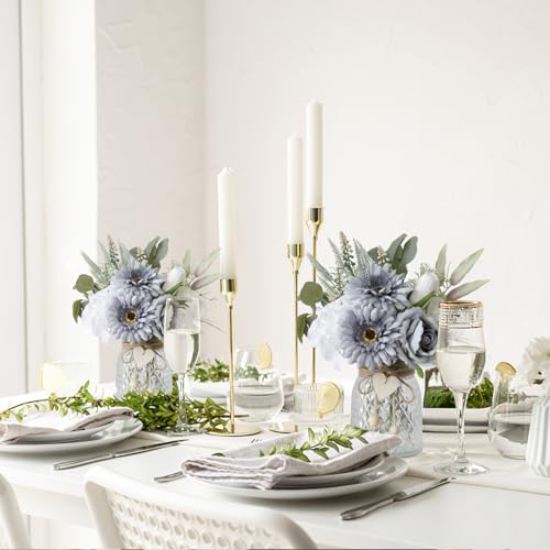 Leftover Fake Flowers in Vase with a Flower Arrangement,Silk Artificial Flowers in Vase,Dining Table Centerpiece Decor,Flower Arrangements for Home Decor,Kitchen Decor - color: Purple-white