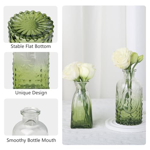 RUCKACE Bud Vases in Bulk 22 Green Glass Small Vases Flower Vase Bulk for Centerpiece Table Wedding Decorations Home Decor Party(Gradient Green 22 Pack) - style: Gradient Green 22 Pack