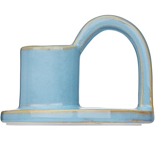 Ceramic Taper Candle Holders with Handle (Set of 2) – Tall Candlestick Holders for Table Decor Centerpieces, Rustic Home Décor, and Dinner Table Styling Robin's Egg Blue - color: Robin's Egg Blue