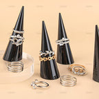 AUEAR, 6 Pack Cone Shape Acrylic Solid Ring Display for Jewelry Showcase Stand (Black) - color: Black, size: 6 Pack