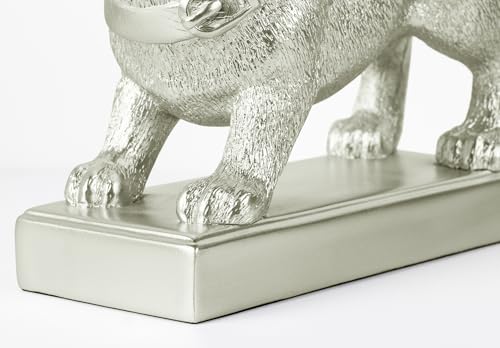 Decorative Bookends for Shelves, Dog Book Ends for Heavy Books, Bulldog Statues Bookends for Heavy Books with Anti-Slip Base Book Holders for Home Office Decor (Silver) - color: Silver