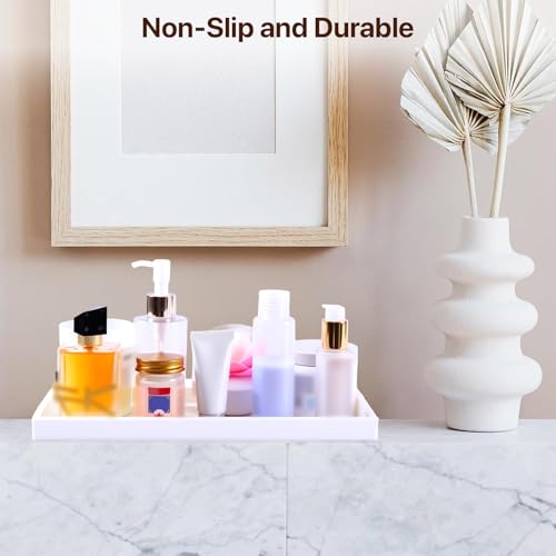 Bathroom Vanity Tray, 11.8 x 5 Inch Silicone Kitchen Sink Tray for Perfume Soap Towel Bathroom Accessory for Soap Dispenser Bathroom Countertop Trays, M, White - color: White, size: 11.8" x 5" x 0.7"