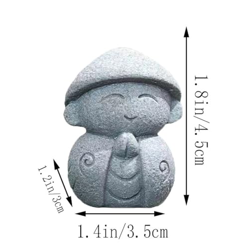 livelyfish Japanese Monk Statue Praying Zen Sandstone Mini Buddha Statues Asian Garden Sculptures for Wealth Good Luck Feng Shui Home Decor, G - color: G