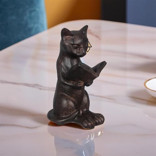 Young's Inc. Cat Figurine - Cute Cat Statue - Whimsical Cat Decor for Cat Lovers - Cat Collectibles and Meditation Decor - Cat with Eye Glasses - 4'' L X 3'' W X 5'' H - style: Sitting Up
