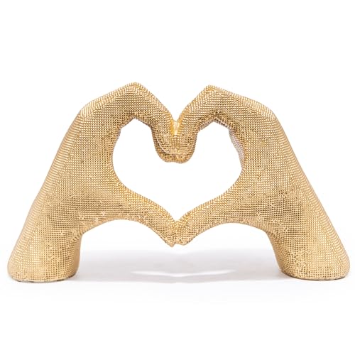 HodaoModern Golden Abstract Human Face Sculpture Creative Artistic Ornament with a Palm Covering The Face High-end Decorative Item for The Entrance Hall Office Housewarming Gift Modern (Black) - color: Heart Shape