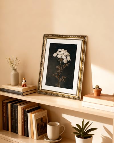 InSimSea Gold Picture Framed Wall Art, Living Room Vintage Dark Flower Wall Decor, Moody Floral Botanical Canvas Print Art, Home Farmhouse Decor, Antique Paintings with Frame 13x16inch - color: Radish Flower, size: 16"L x 13"W