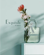 Thickened Glass Purse Vase for Flowers Gift Set-(Handmade 5mm Crystal-Unique Cute Clear Bag Vase with Reinforced Gift Box, Premium Table Centerpiece for Wedding/Mothers Day (Turquoise) - color: Turquoise