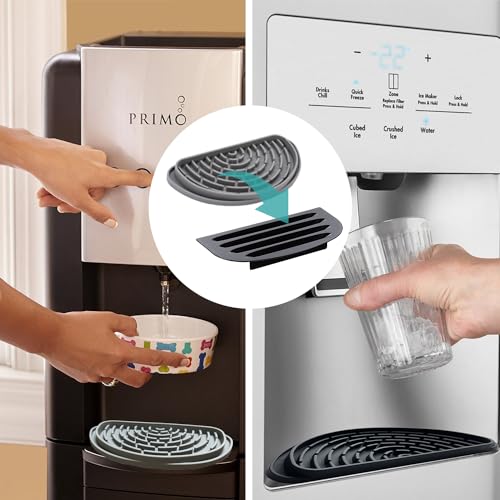 Silicone Refrigerator Drip Tray Catcher 2 packs.Protects Ice and Water Dispenser Pan From Spills,Fit Refrigerator Water Tray, Recycle and Dry Quickly (Semi-Circular, Black+Grey) - size: Semi-Circular