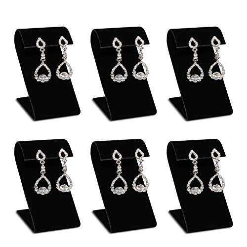 MOOCA 6 Black Velvet Earring Stand Showcase Displays Earring Jewelry Display Stands, 3 1/4 in H, Black Velvet - color: Black Velvet, Regular