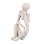 Abstract Thinker Statue | Synthetic Home Accent for Living Room/Office Desk/Bookshelf | Hollow Design Art Sculpture Collectible Present (Sandstone Left) - style: Sandstone Left