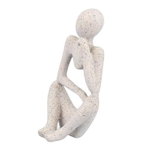 Abstract Thinker Statue | Synthetic Home Accent for Living Room/Office Desk/Bookshelf | Hollow Design Art Sculpture Collectible Present (Sandstone Left) - style: Sandstone Left