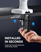 HUANUO Single Monitor Mount, 13 to 32 Inch Gas Spring Monitor Arm, Adjustable Stand, Vesa Mount with Clamp and Grommet Base - Fits 4.4 to 19.8lbs LCD Computer Monitors - color: White