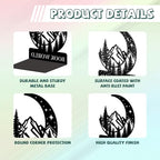 Peacoblue Metal Bookends for Shelves, Modern Decorative Heavy Duty Study Book Ends Stoppers for Office Desk Shelf Room 5.3"x4.3"x6.3" Cast Iron Simple Bookends 1 Pair (Mountain and Forest with Moon) - style: Mountain and Forest with Moon